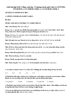 Giải bài tập SGK Tiếng Anh lớp 7 Chương trình mới Unit 4: GETTING STARTED, A CLOSER LOOK 1, A CLOSER LOOK 2