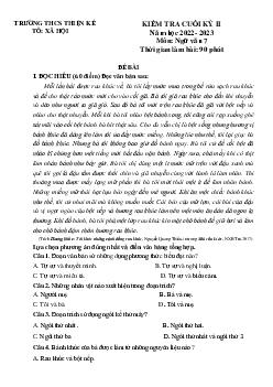 Đề kiểm tra cuối học kỳ 2 văn 7 THCS Thiện Kế 2022-2023 (có đáp án)