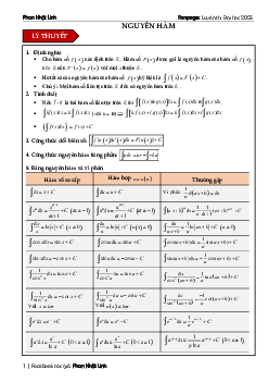 Chủ đề nguyên hàm, tích phân và ứng dụng ôn thi tốt nghiệp THPT môn Toán