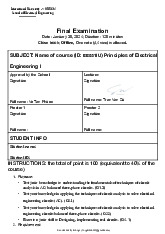 Final Exam Môn Principles of EE 1 | Trường Đại học Quốc tế, Đại học Quốc gia Thành phố Hồ Chí Minh