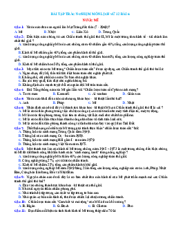 Trắc nghiệm Sử 12 bài 6 có đáp án: Nước Mĩ