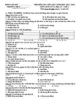 Đề thi giữa học kì 1 môn Lịch sử - Địa lí 6 năm 2023 - 2024 sách Cánh diều | Đề 3