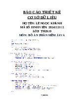 Báo cáo thiết kế Cơ sở dữ liệu môn: đồ án phần mềm java | Trường Đại học Kinh Doanh và Công Nghệ Hà Nội