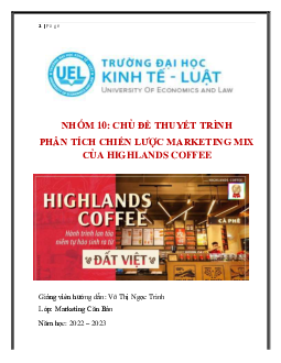Bài thuyết trình: " phân tích chiến lược marketing mix của highlands coffee"