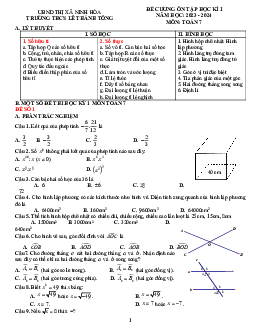 Đề cương ôn thi cuối học kì 1 môn Toán 7 năm học 2023 – 2024 trường THCS Nghĩa Tân, quận Cầu Giấy, thành phố Hà Nội.