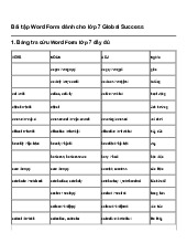Bài tập Word Form dành cho lớp 7 Global Success