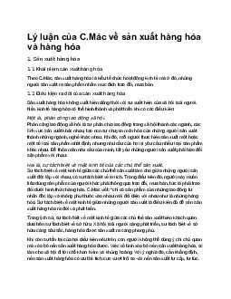 Lý luận của C.Mác về sản xuất hàng hóa và hàng hóa