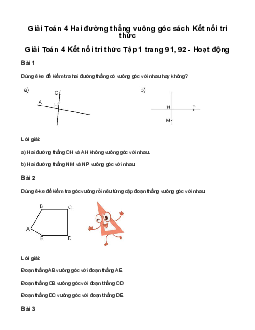Giải Toán lớp 4 Bài 27: Hai đường thẳng vuông góc | Kết nối tri thức