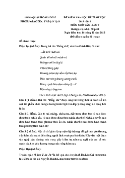 Đề thi học kì 1 lớp 9 môn Ngữ văn Phòng GD&ĐT Quận Hoàng Mai năm học 2018 - 2019