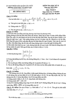 Đề thi học kỳ 2 Toán 9 năm 2023 – 2024 phòng GD&ĐT Cầu Giấy – Hà Nội
