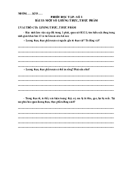 Bài 15 - Một số lương thực thực phẩm(Phiếu học tập) | Bài giảng Khoa học tự nhiên 6 | Kết nối tri thức