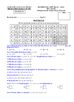 Đề kiểm tra Giải tích 12 chương 4 (Số phức) trường THPT Hoàng Văn Thụ – Yên Bái
