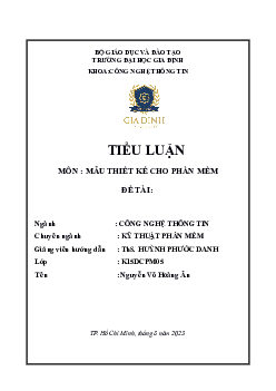 Tiểu luận môn Mẫu thiết kế cho phần mềm | Đại học Gia Định