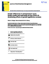 Gender differences in entrepreneurs' work-family conflict and well-being during COVID-19