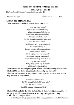 Đề thi HK1 môn Văn 11 năm 2022-2023 ( có đáp án )
