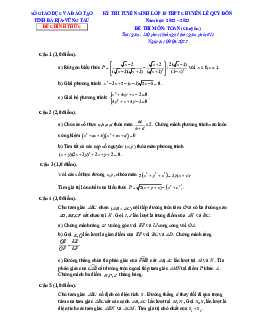 Đề tuyển sinh lớp 10 Toán (chuyên) 2022 – 2023 trường chuyên Lê Quý Đôn – BR VT