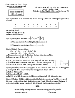 Đề thi HK2 Toán 7 năm 2019 – 2020 trường THCS Phạm Đình Hổ – TP HCM