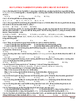 Bài tập trắc nghiệm ôn tập hóa lớp 12 học kỳ II (có đáp án)