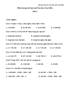 Phiếu bài tập cuối tuần lớp 4 môn Toán nâng cao Tuần 2 Cánh Diều