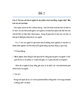 Bài tập lớn môn Tâm lý học đại cương đề 2
