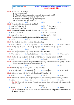 Đề ôn thi kỳ 1 Toán 10 Chân Trời Sáng Tạo 2022-2023-Đề 3