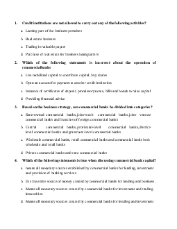 Bài tập trắc nghiệm môn Hoạt động kinh doanh của Ngân hàng bằng tiếng Anh