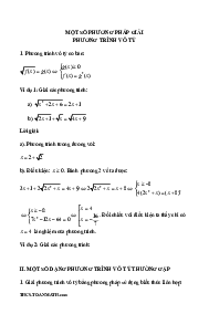 Chuyên đề phương trình vô tỷ ôn thi vào lớp 10