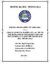 Nghiên Cứu Các Yếu Tố Ảnh Hưởng Đến Kinh Nghiệm Vận Động | Bài thảo luận phương pháp nghiên cứu khoa học