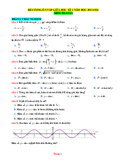 Đề cương ôn tập giữa học kỳ 1 Toán 11 Cánh diều (có đáp án)