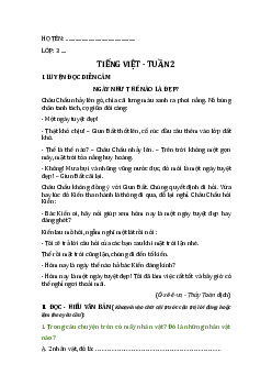 Phiếu bài tập cuối tuần tiếng Việt lớp 3 Tuần 2 (cơ bản) |  Kết nối tri thức