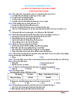 Bài tập trắc nghiệm địa lí 9 bài 7: Các nhân tố ảnh hưởng tới sự phát triển và phân bố nông nghiệp (có đáp án)