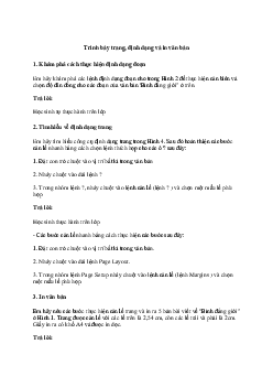 Giải Tin học 6 Bài 2: Trình bày trang, định dạng và in văn bản | Cánh diều