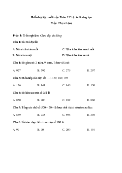 Bài tập cuối tuần Toán lớp 2| Chân trời sáng tạo Tuần 25