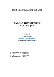 Báo cáo thí nghiệm 1 | Lý thuyết mạch 1 | Đại học Bách Khoa Hà Nội