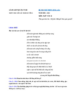 Đề thi thử THPT Quốc gia 2021 môn Ngữ Văn trường chuyên Lê Thánh Tông, Quảng Nam (có đáp án)