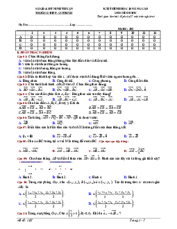 Đề kiểm tra 1 tiết Hình học 10 nâng cao chương 1 trường THPT An Phước – Ninh Thuận