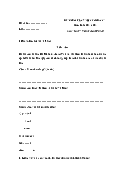 Đề thi giữa kì học kì 1 lớp 1 môn Tiếng Việt | Đề 2 | Cánh diều