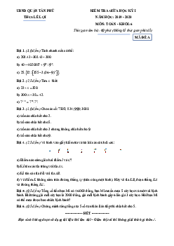 Đề kiểm tra giữa HK1 Toán 6 năm 2019 – 2020 trường THCS Lê Lợi – TP HCM