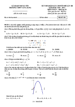Đề khảo sát lần 3 Toán 10 năm 2023 – 2024 trường THPT Văn Giang – Hưng Yên