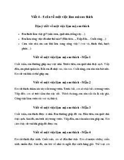 Tập làm văn lớp 2: Viết 4 - 5 câu về một việc làm mà em thích (20 mẫu) | Chân trời sáng tạo