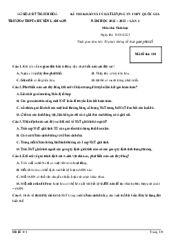 Đề thi thử THPT Quốc gia năm 2023 môn Sinh lần 1 trường THPT chuyên Lam Sơn, Thanh Hóa
