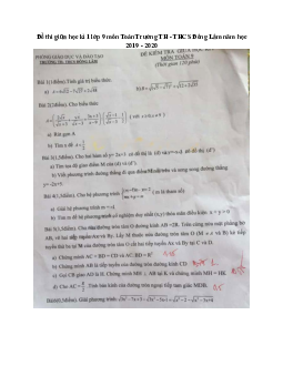 Đề thi giữa học kì 1 lớp 9 môn Toán Trường THCS - THPT Newton năm học 2019 - 2020