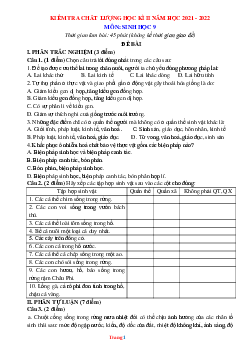 Đề Thi HK2 Môn Sinh 9 Năm 2022 Và Ma Trận (có lời giải)