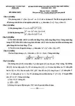 Đề tuyển sinh lớp 10 môn Toán (chuyên) năm 2022 – 2023 sở GD&ĐT Đắk Lắk