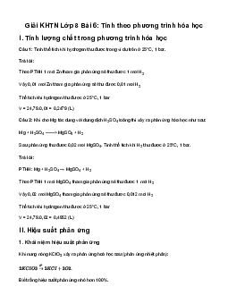 Giải KHTN 8 Bài 6: Tính theo phương trình hóa học | Kết nối tri thức