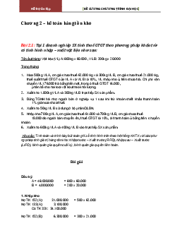 Bài tập ôn tập Chương 2  : Kế toán hàng tồn kho  học phần Nguyên lý kế toán