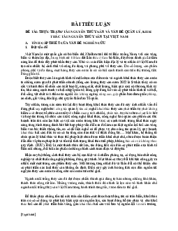 Tiểu luận Thực trạng tài nguyên thủy sản và vấn đề quản lý, khai thác tài nguyên thủy sản tại Việt Nam