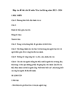 Đề thi vào 10 môn Ngữ văn năm 2023 - 2024 sở GD&ĐT An Giang