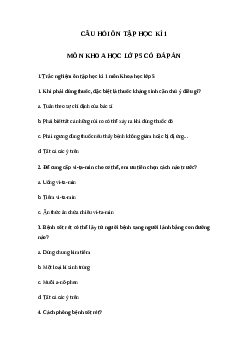 Câu hỏi trắc nghiệm Ôn tập học kì 1 môn Khoa học lớp 5