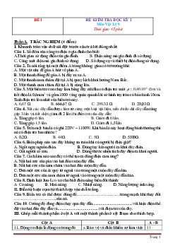TOP 30 đề thi học kỳ I môn vật lý 9 (có lời giải)